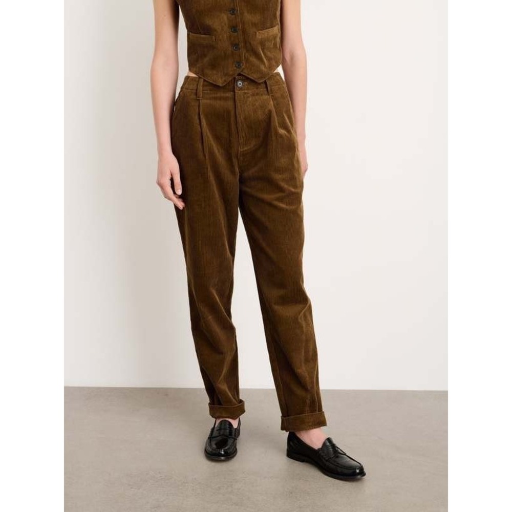 Alex Mill Boy Pant Womens 12 Corduroy Saddle Brown Wide Leg 237-WP014-3145
